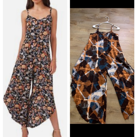 MSK Pants - MSK geometric tie dye print handkerchief hem jumpsuit